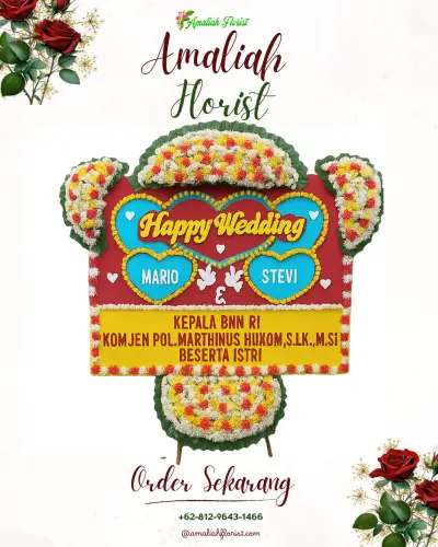 Karangan Papan Bunga Pernikahan di Ketami